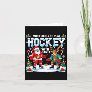 Tarjeta Más Probable De Jugar Hockey Con La Navidad De San