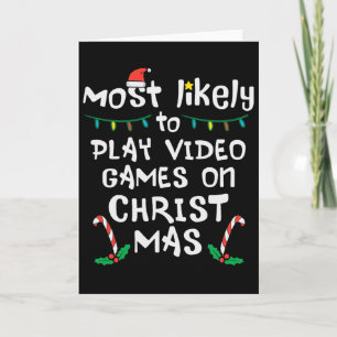 Tarjeta Más Probable Jugar Videojuego Navidad Xmas Familia