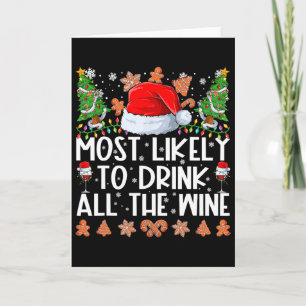Tarjeta Más Probable Que Beba Todo El Vino Navidad Familia
