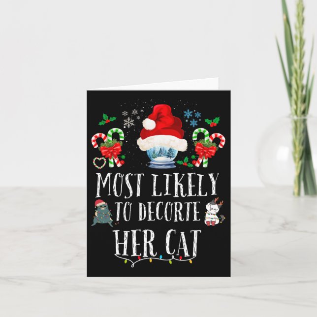 Tarjeta Más Probable Que Decore a Su Gato Divertida Famili (Anverso)