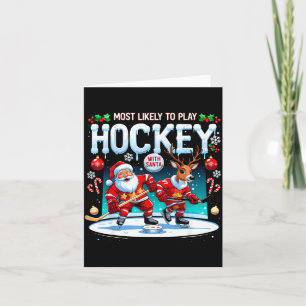 Tarjeta Más Probable Que Juegue Hockey Con La Navidad De S