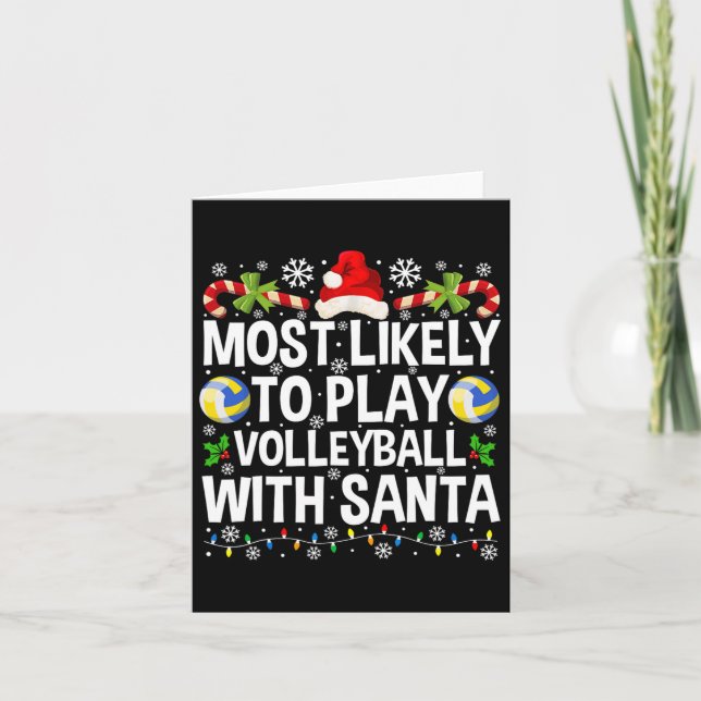 Tarjeta Más Probable Que Juegue Voleibol Con La Navidad De (Anverso)