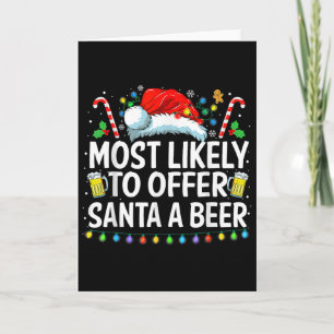 Tarjeta Más Probable Que Ofrezca Una Cerveza A Santa Diver