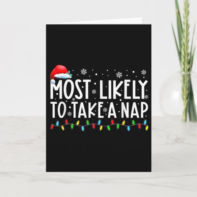 Tarjeta Más Probable Que Tome Una Siesta Diversión Navidad (Anverso)