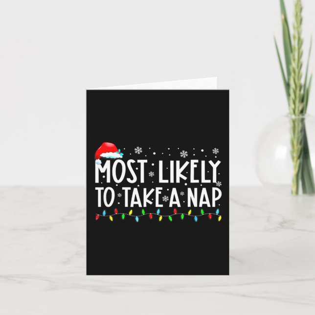 Tarjeta Más Probable Que Tome Una Siesta Familiar Navidad  (Anverso)