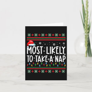 Tarjeta Más Probable Que Tome Una Siesta Familiar Navidad