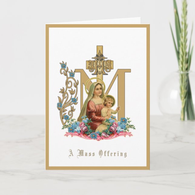 Tarjeta Masa católica ofreciendo la Virgen María Jesús (Anverso)