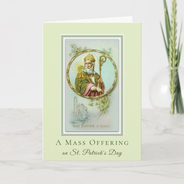 Tarjeta Masas católicas ofrecieron el Día de San Patricio (Anverso)
