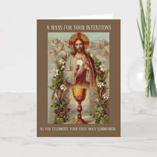 Tarjeta Masas católicas tradicionales con el corazón sagra