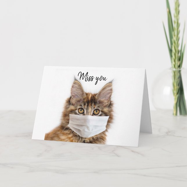 Tarjeta Máscara con gato Maine Coon (Anverso)