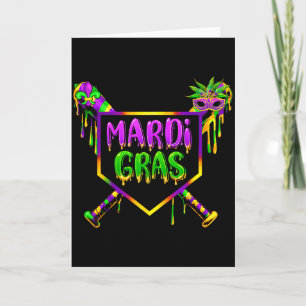 Tarjeta Máscara de Carnaval de Mardi Gras de béisbol de he