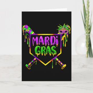 Tarjeta Máscara de Carnaval de Mardi Gras de béisbol de he