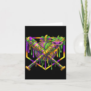 Tarjeta Máscara de Carnaval de Mardi Gras de béisbol Helad