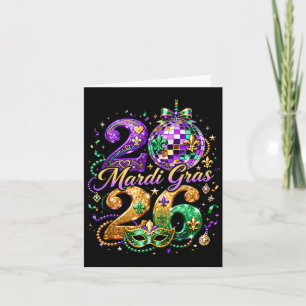 Tarjeta Máscara de cuentas de Mardi Gras Diseño de desfile