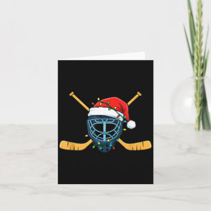 Tarjeta Máscara de hockey con luces de Navidad de sombrero