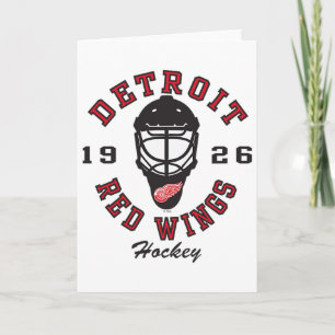 Tarjeta Máscara de Hockey Detroit Red Wings Gris Licencia