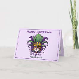 Tarjeta Máscara de 💚 💜 💛 Mardi Gras