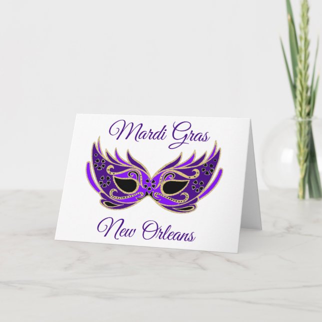 Tarjeta Máscara de Mardi Gras Nueva Orleans (Anverso)