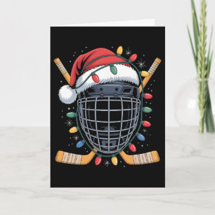 Tarjeta Máscara de portero de hockey de Santa Luces de Nav