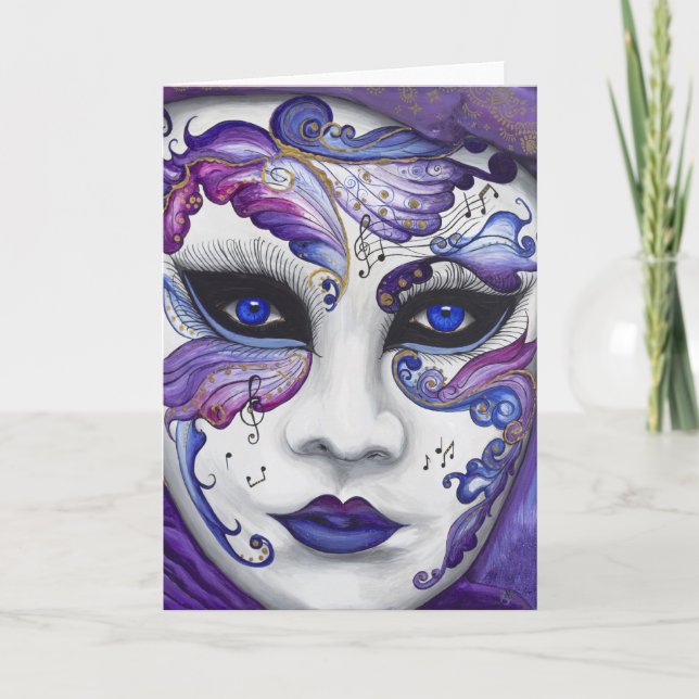 Tarjeta Máscara púrpura del carnaval por PSOVART (Anverso)