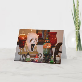 Tarjeta Máscara y figuras de Halloween