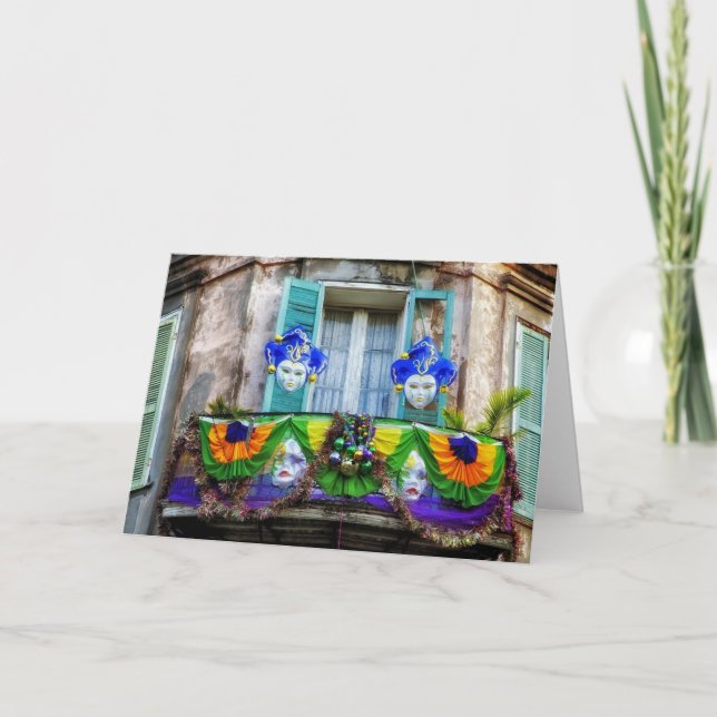 Tarjeta Máscaras del carnaval de New Orleans (Anverso)