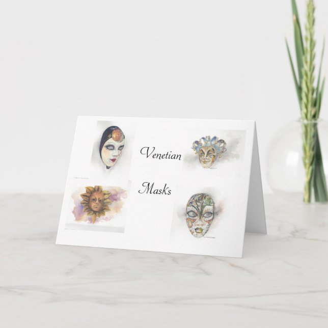 Tarjeta Máscaras venecianas Notecards por Mary Dunham Walt (Anverso)