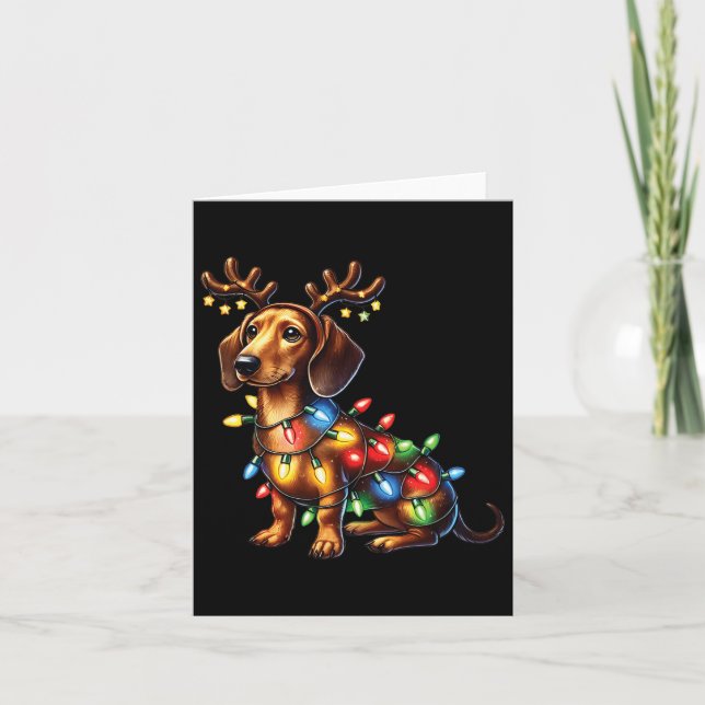 Tarjeta Mascota Animales Amantes De Los Renos De Dachshund (Anverso)