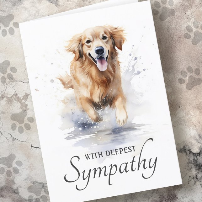 Tarjeta Mascota de acuarela de recuperación de oro pérdida (Golden retriever watercolor pet dog loss sympathy card)