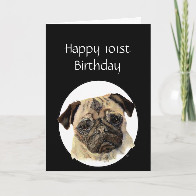 Tarjeta mascota de humor de cumpleaños 101, sitio para per (Anverso)