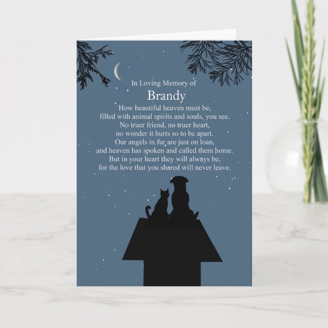 Tarjeta Mascota de simpatía Perro Gato Poema Espiritual Ci (Anverso)