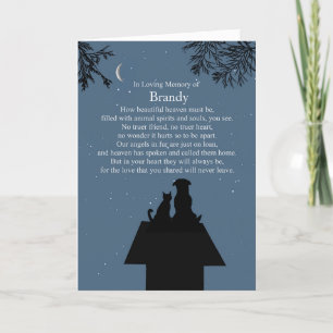 Tarjeta Mascota de simpatía Perro Gato Poema Espiritual Ci