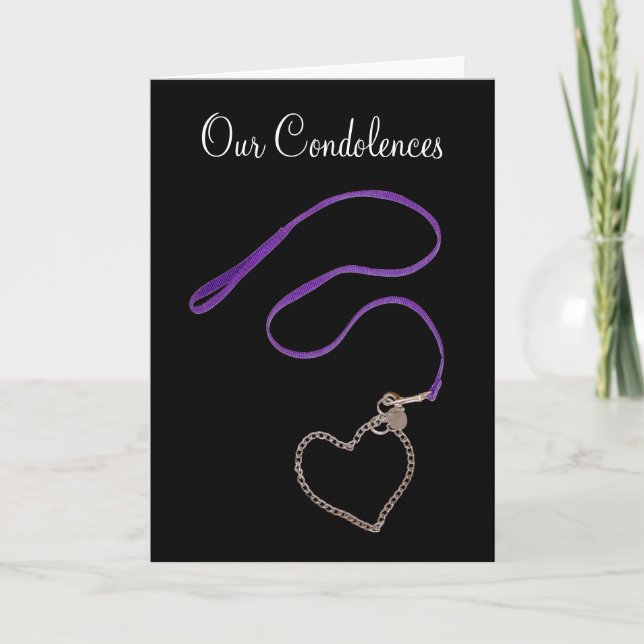 Tarjeta Mascota Loss Sympathy Purple Leash Heart Template (Anverso)