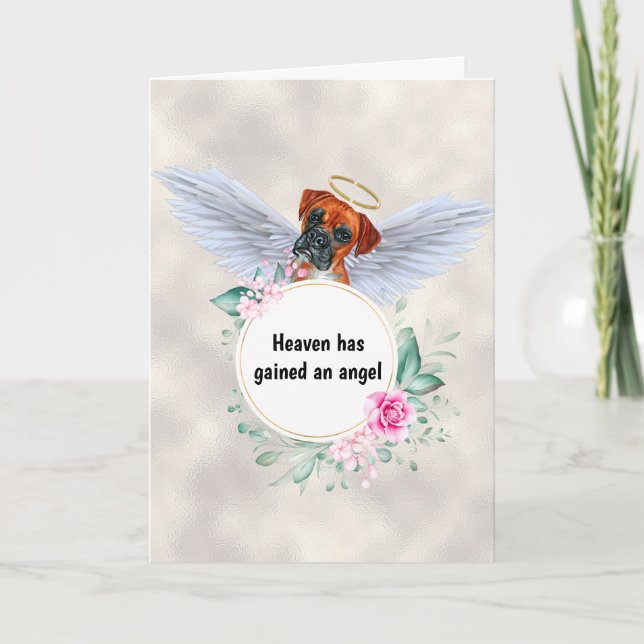Tarjeta Mascota memorial Boxer poema de las alas de ángel  (Anverso)