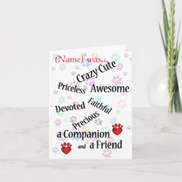 Tarjeta Mascota Memorial Crazy Cute Sympathy