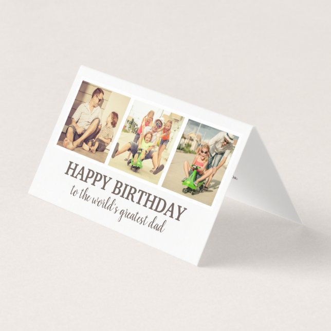 Tarjeta Mascota multifoto de niños feliz cumpleaños papá (Anverso)