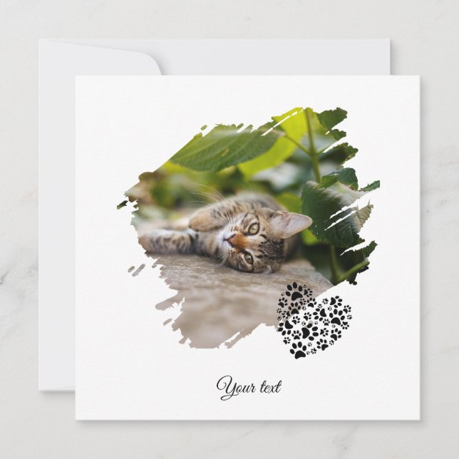 Tarjeta Mascota Perro Gato Pata Foto Personalizada Día de  (Anverso)