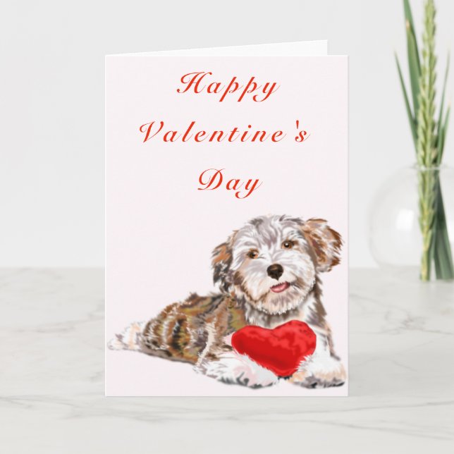Tarjeta Mascotas felices del Día de San Valentín con regal (Anverso)