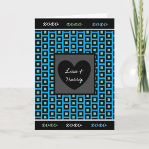 Tarjeta Masculina Azul, Verde Teal y Negra "Te Amo