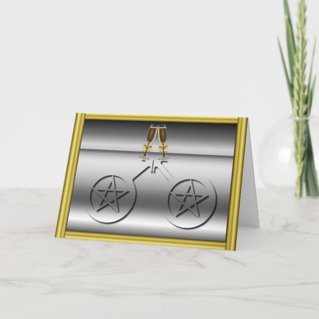 Tarjeta masculina gay del compromiso de Wiccan de (Anverso)