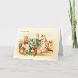 Tarjeta Masía de leche de gatos victorianos Louis Wain ser