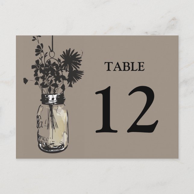 Tarjeta Mason Jar & Wildflower Table (Anverso)