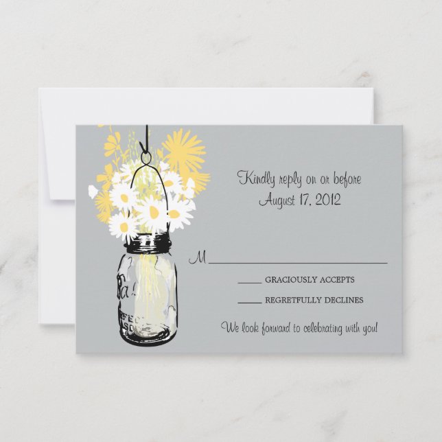 Tarjeta Mason Jar & Wildflowers RSVP (Anverso)