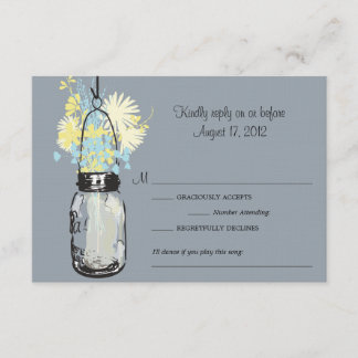 Tarjeta Mason Jar & Wildflowers RSVP