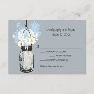 Tarjeta Mason Jar & Wildflowers RSVP