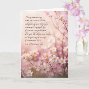 Tarjeta Mastectomía Flores Rosadas y Blancas para Recupera