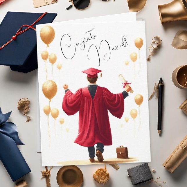 Tarjeta Master de Graduación de Acuarela Personalizada, Co (Perfect for many different graduate degrees!)