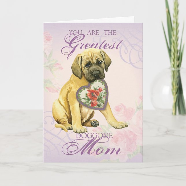 Tarjeta Mastiff Hearts Mom (Anverso)