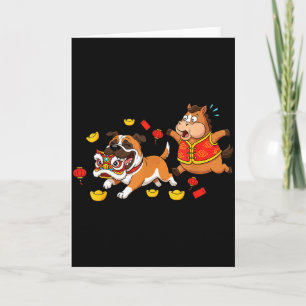 Tarjeta Mastín de caballo chino Divertido Feliz Hombres Mu