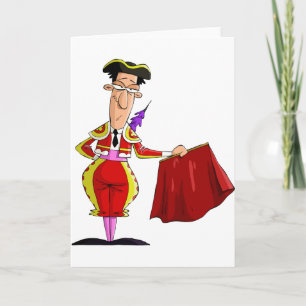 Tarjeta Matador con capa roja Torero español